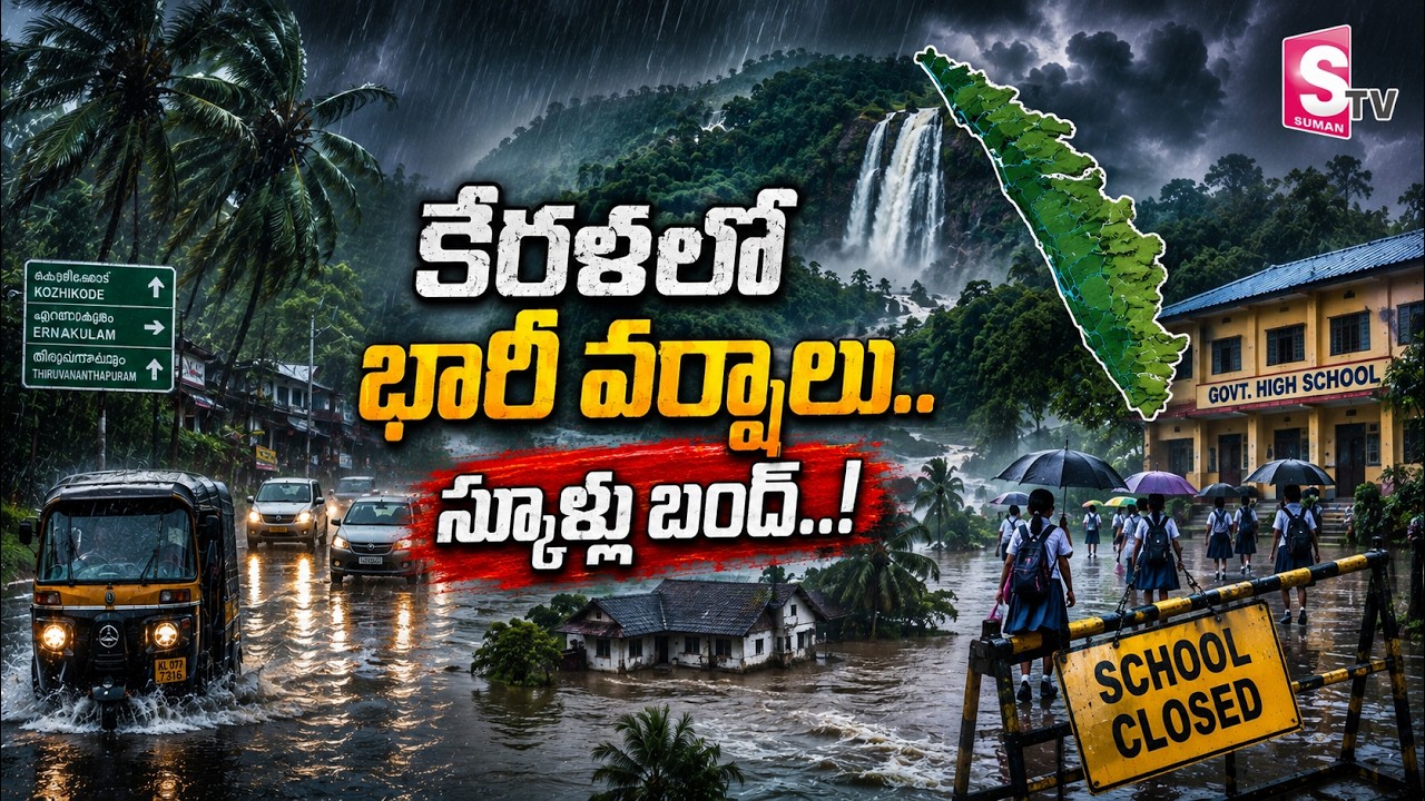 కేరళలో భారీ వర్షాలు  స్కూళ్లు బంద్ .! | Heavy Rains In Kerala | Rain Alert | Schools Closed |