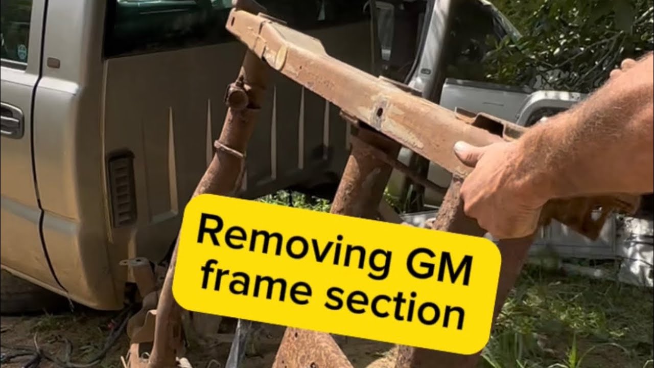 Removing 99-07 GM Silverado/Sierra donor frame section for the repair area.