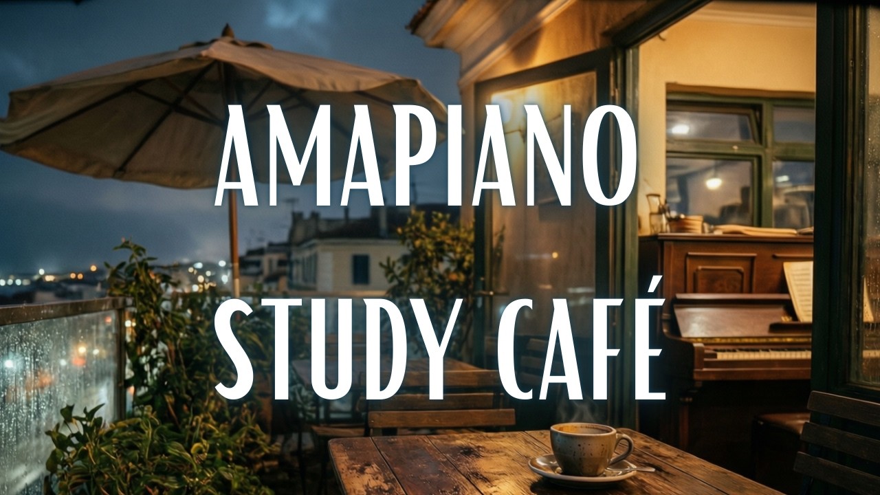 Amapiano Jazz Café ☕ Vintage Rooftop Night Ambience for Study, Focus & Relaxation 1 Hour