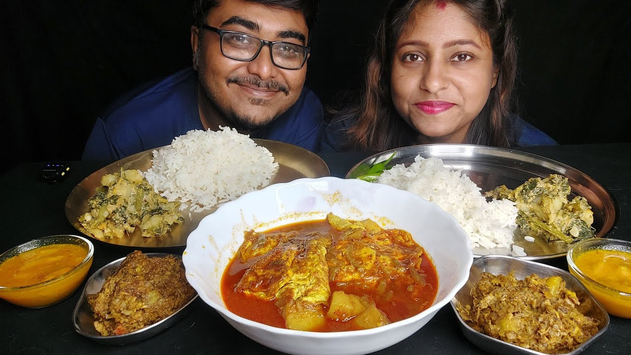 Eating Show - Rice, Mochar Ghonto, Lau Saak Posto, Egg Omelette Curry, Chatney|mukbang|Big bites