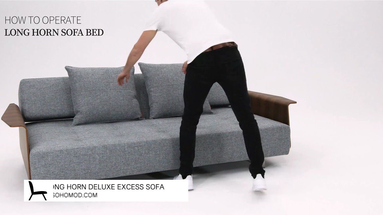 Long Horn Deluxe Excess Fabric Sofa Bed w/Arms by Innovation Living Furniture