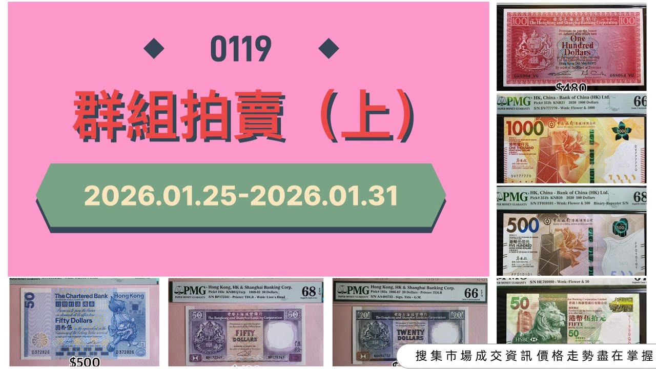藏家必看｜0119｜香港鈔票拍賣成交記錄｜群組拍賣（上）