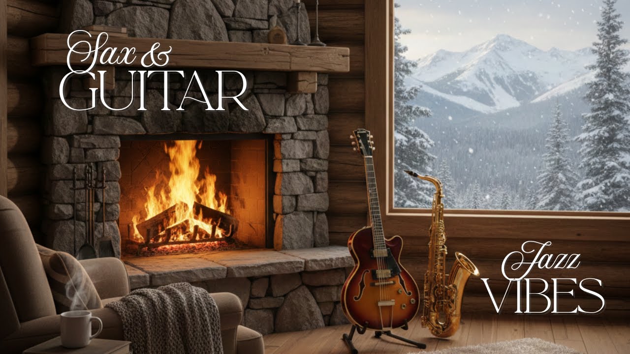 Winter Fireplace & Smooth Sax & Guitar Melodies