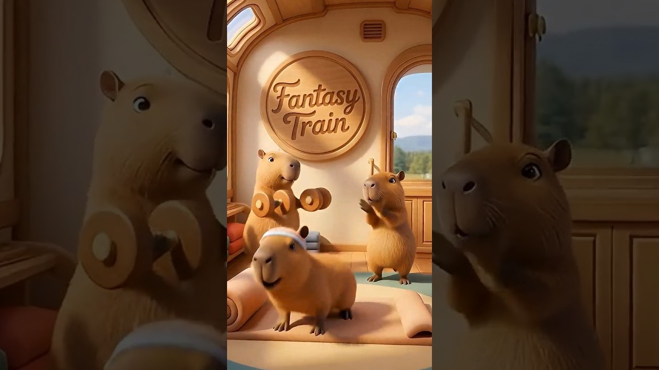 Fantasy Train Capybara 🚂 #fantasytrain #animaltrain #fantasy #shorts #cinematicshorts #loop