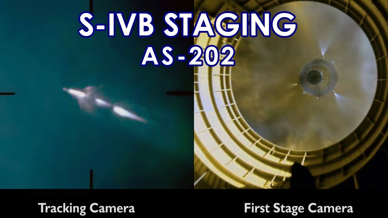 SATURN IB S-IVB Staging - AS-202 - Realtime, Dual Camera View (1966)