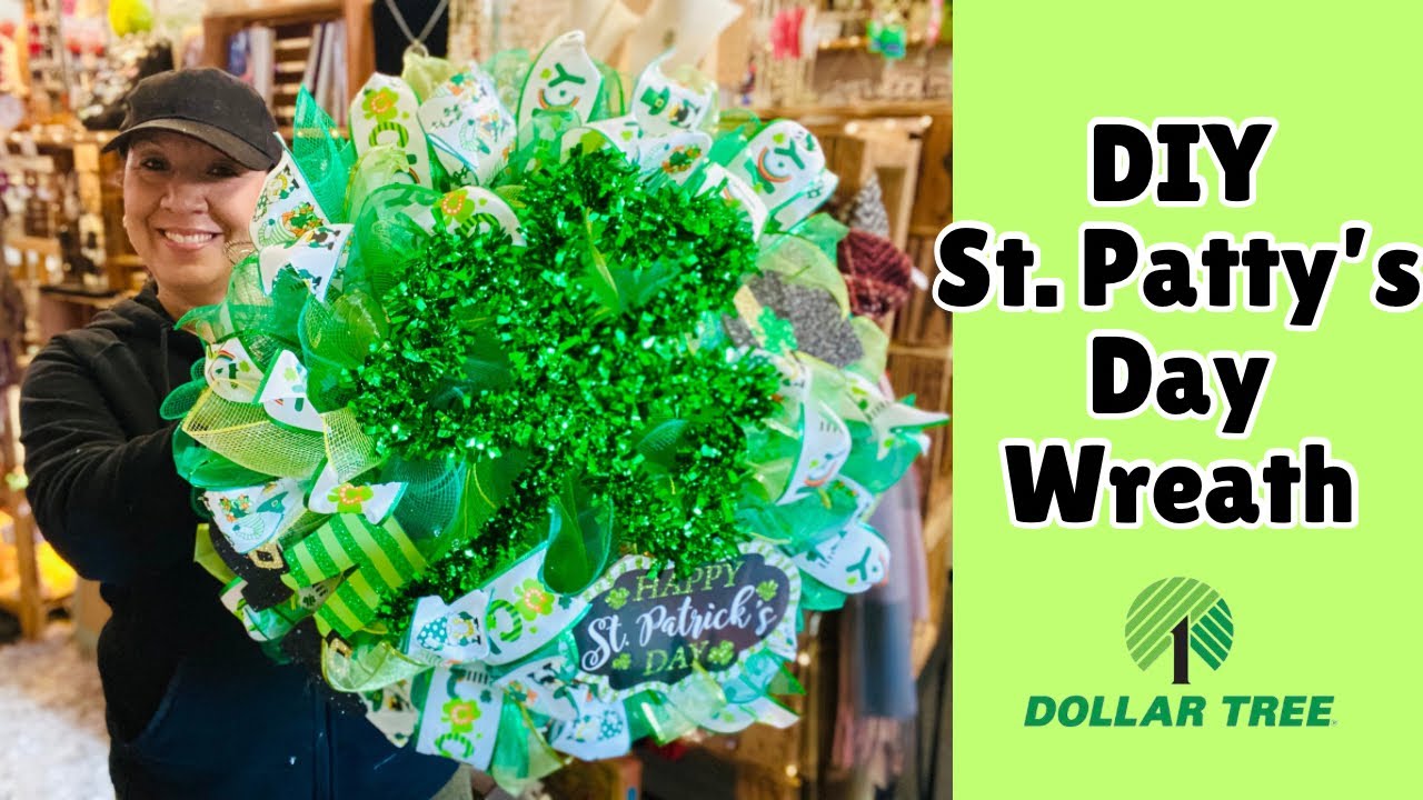Let’s make a St. Patty’s Day Wreath | Dollar Tree Ribbon | Deco Mesh Wreath