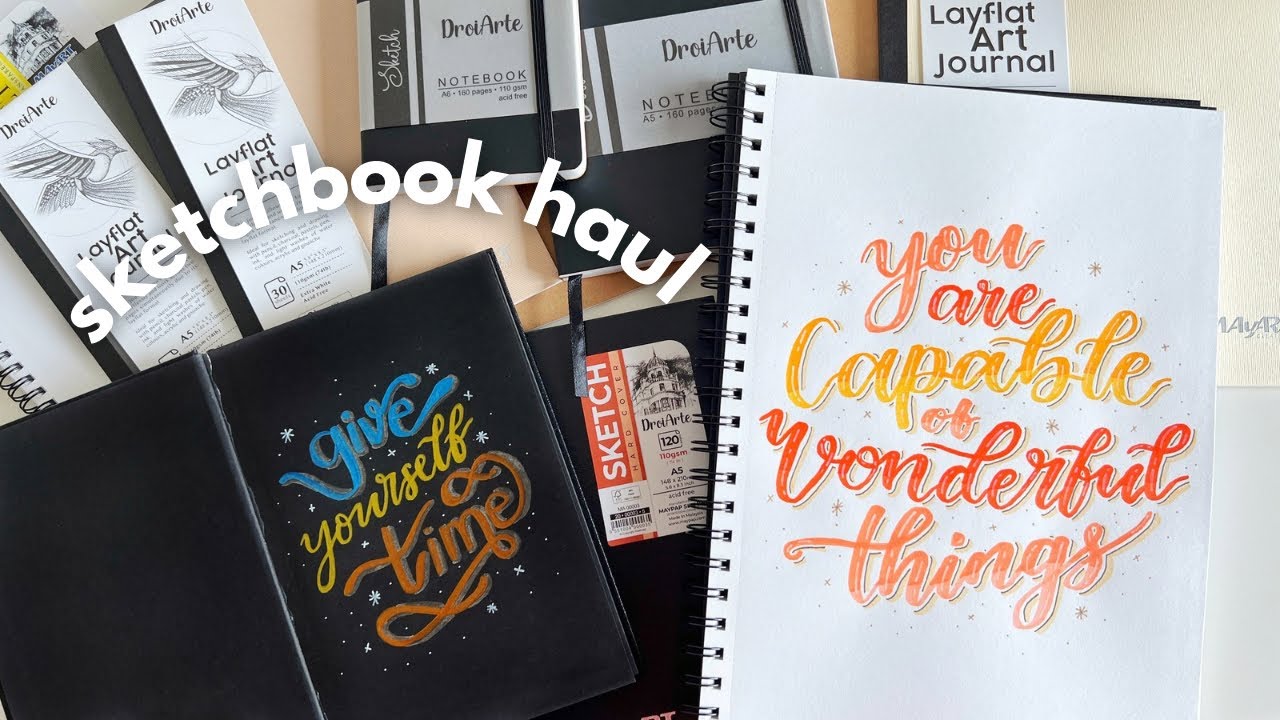 🎨 HUGE MayPAP Sketchbook Haul + Create Brush Lettering Artwork with me