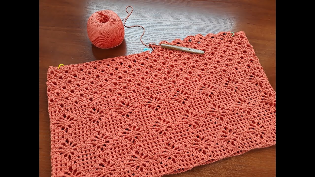 Платье крючком (коралловое). Часть 4. Полочки (лиф).