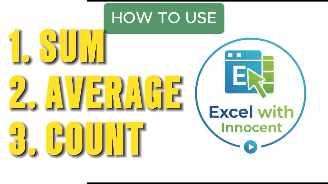 Excel Basic Formulas for Beginners | SUM, AVERAGE, COUNT,Addition, Subtraction & Multiplication 2026