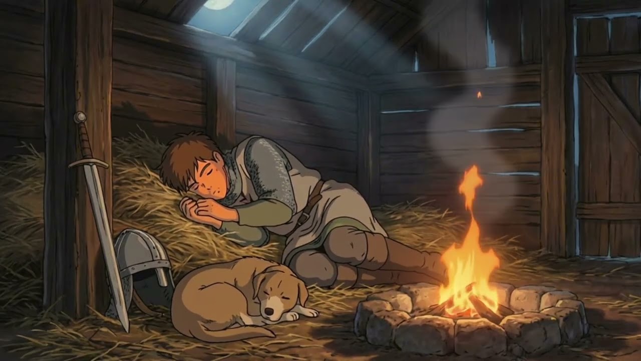 Medieval Campfire at Night | Deep Sleep Music | Calm Ambient Relaxation (1 Hour)