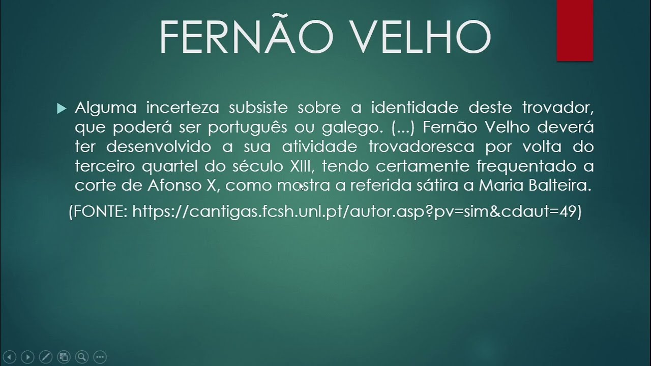 ANÁLISE DA CANTIGA MARIA PERES SE CONFESSOU DIA DESSES - FERNÃO VELHO - OBRA DO PAS 1 DA UnB