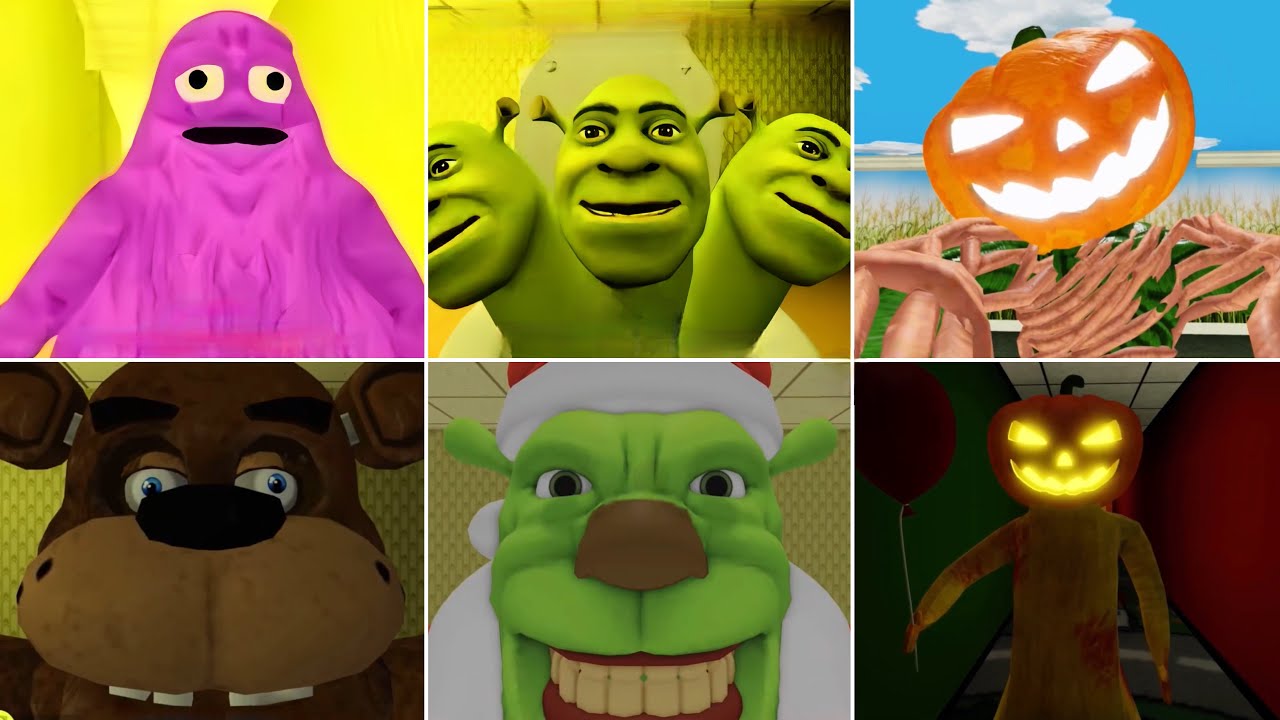 Shrek In The Backrooms ALL EVENT ENTITIES JUMPSCARES