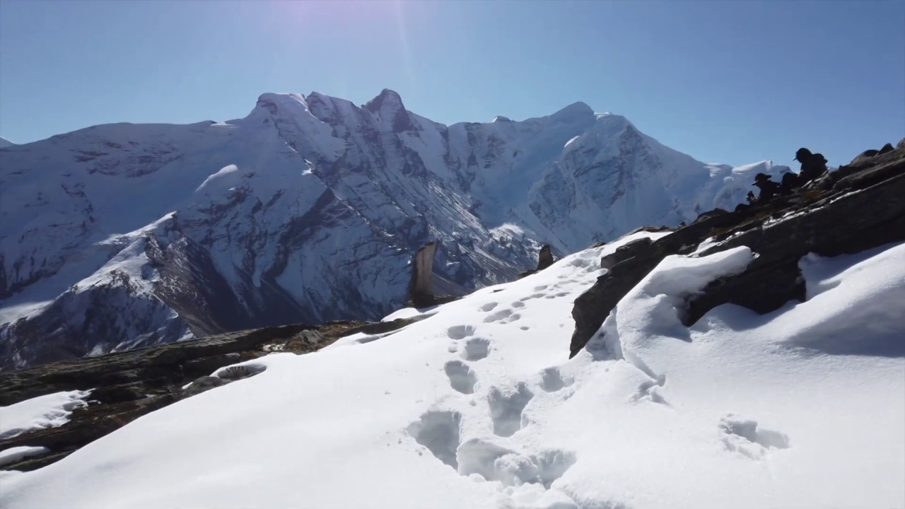 Himalayan walking on ice, up to the trekking peak of Rudragaira, at over 19, 000 feet altitude