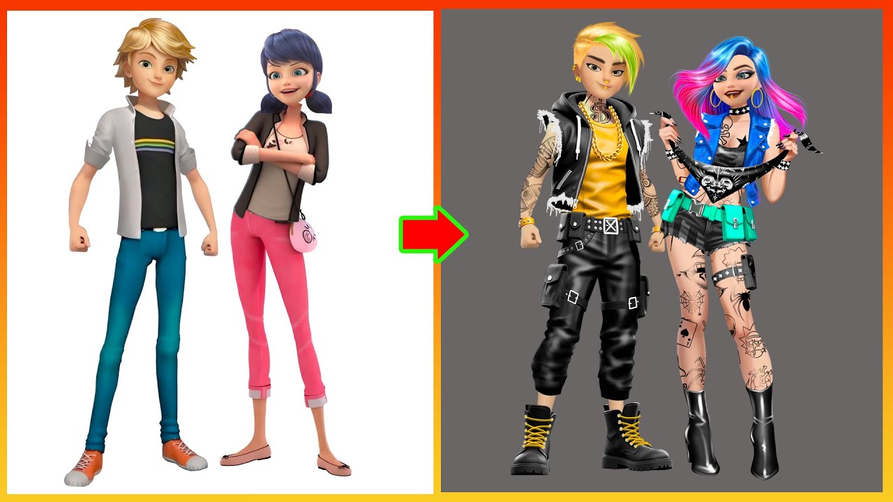 Miraculous: Ladybug & Catnoir Transform Into Bad Gird & Bad Boys - Miraculous Glow Up