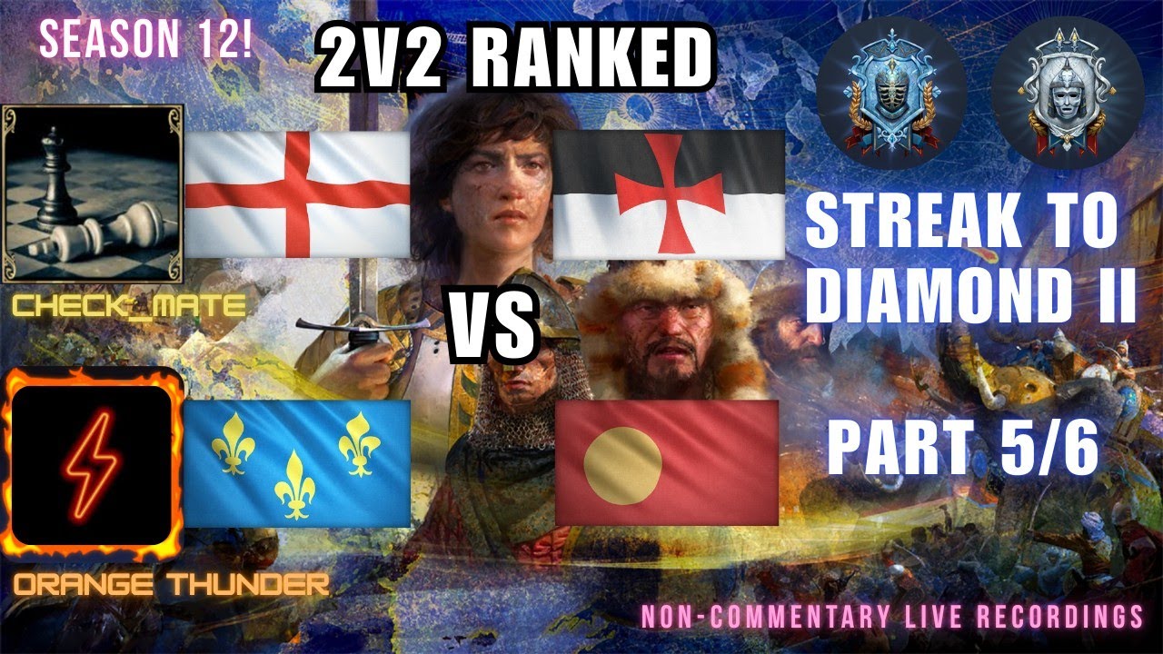 AOE4 2v2 S12 #31: English & French VS Sengoku Daimyo & Knights Templar on Gorge