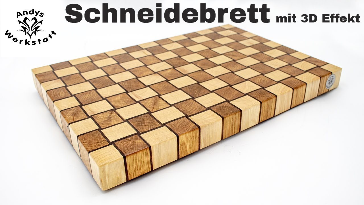 Gewebtes Schneidebrett mit 3D Effekt aus Weißbuche/Eiche/Nussbaum