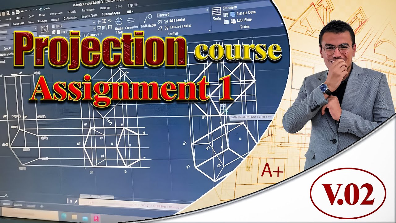 Projection Assignment 1 || الاسقاط والهندسة الوصفية || تنصيف الخطوط ورسم الاشكال الهندسية 📏📐