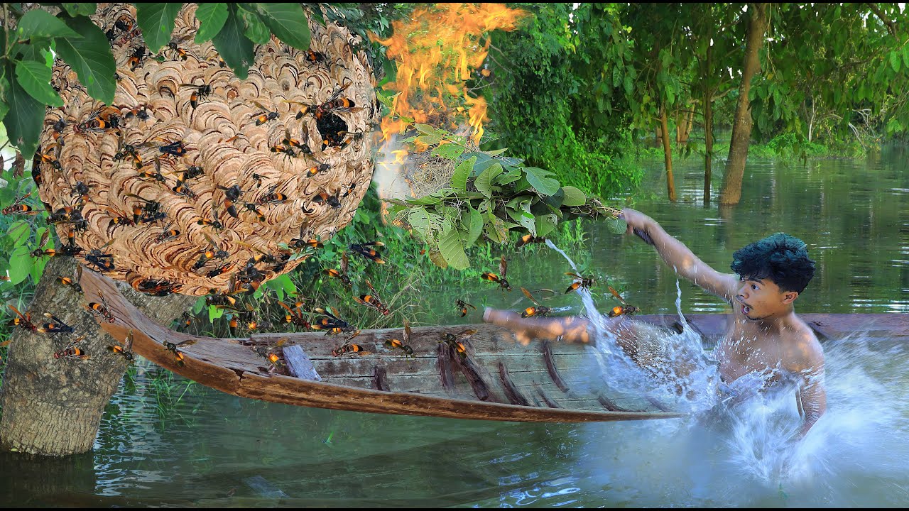 It's a big deal, the boat is sinking - Making boats from palm trees - life in jungle