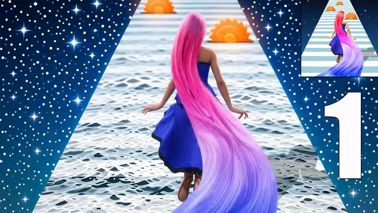 🔥frenzy long Hair Race! Gameplay Walkthrough Part 1 – Satisfying Run & Build (Android,iOS)