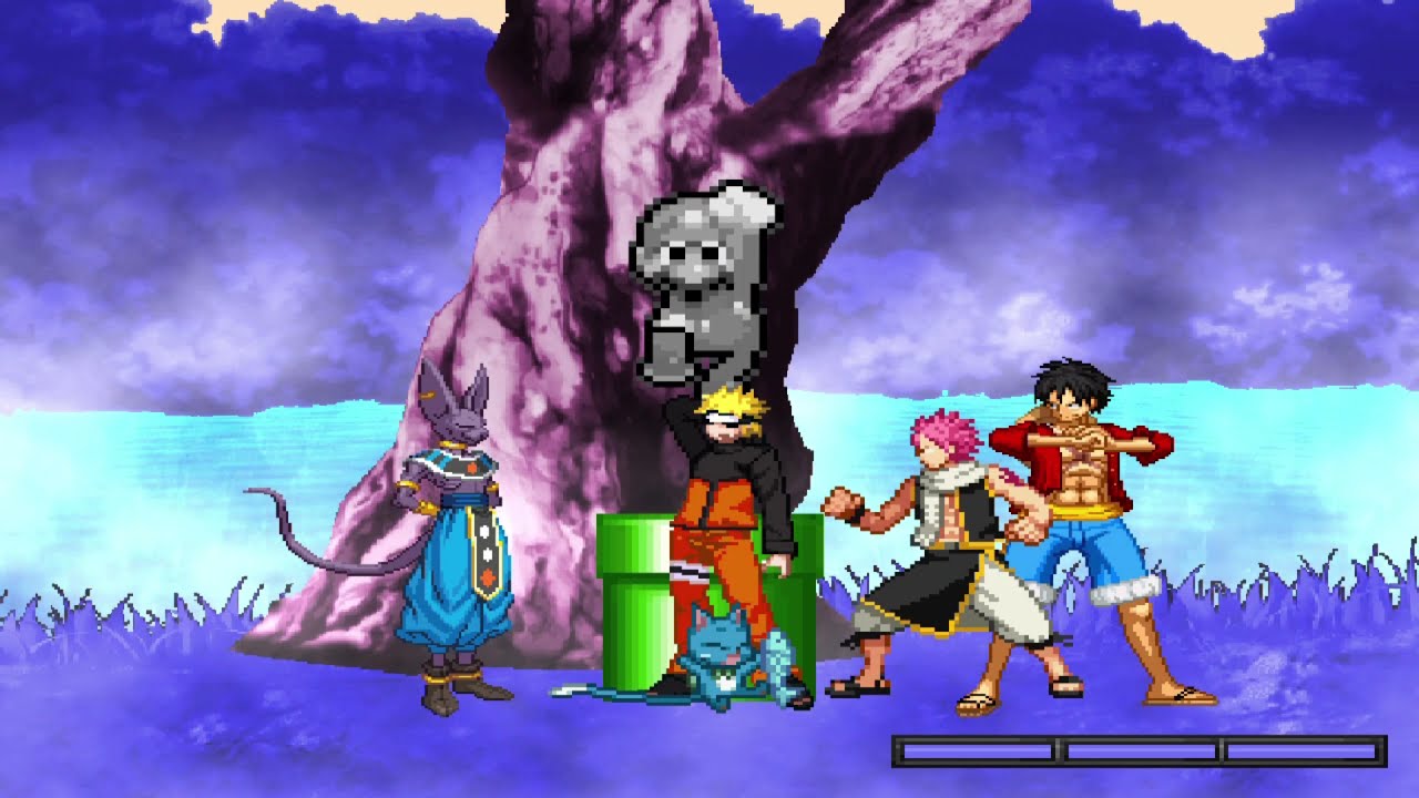 [M.U.G.E.N] Beerus by SHELD(Download Link)VS Naruto_U,Luffy,Natsu,and Super Better Mario (12p)