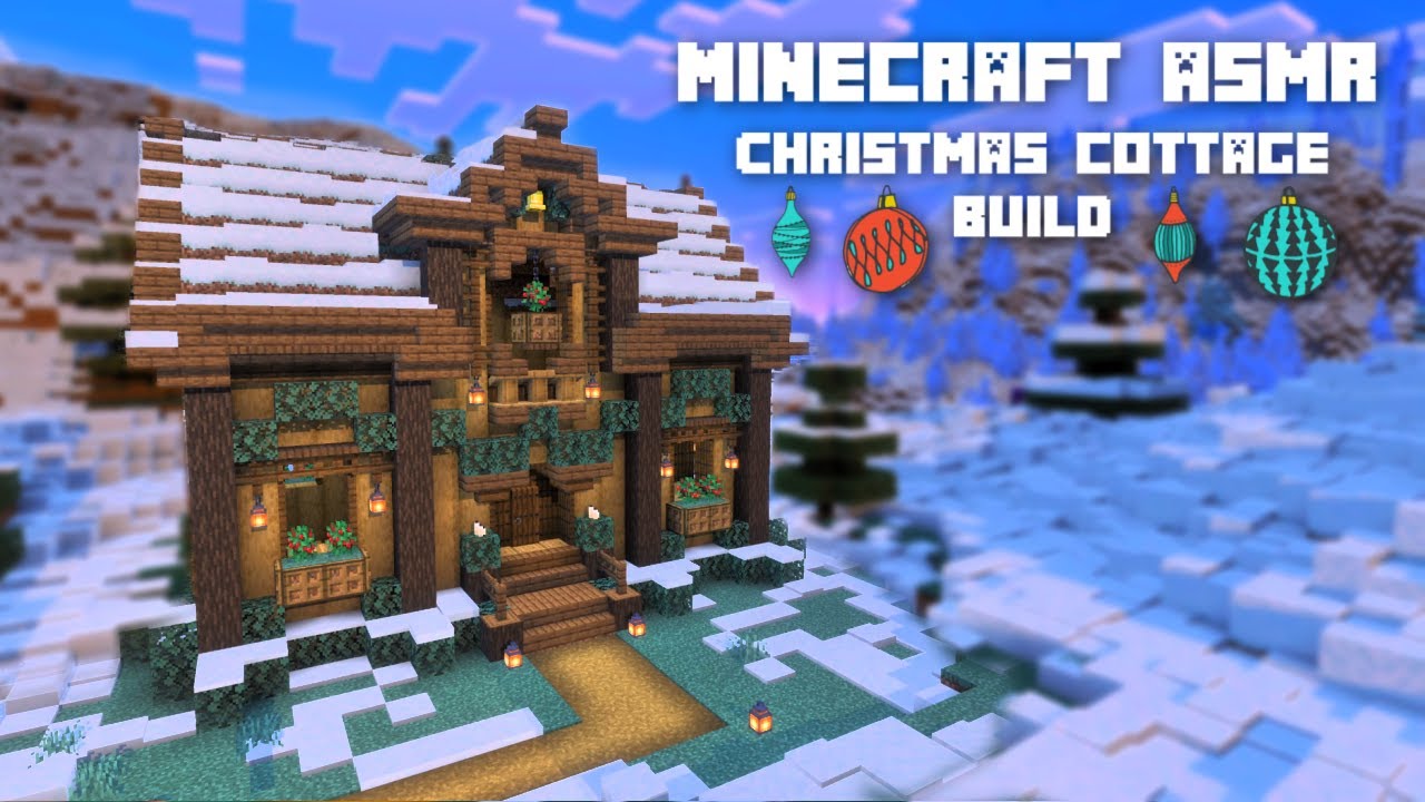Minecraft ASMR 🎄 Building a Christmas Cabin in the Snow ❄️ Close Up Whispering
