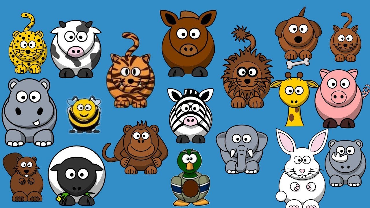 Cute Animals : Cat, peacock, owl, bee, pig - Animals