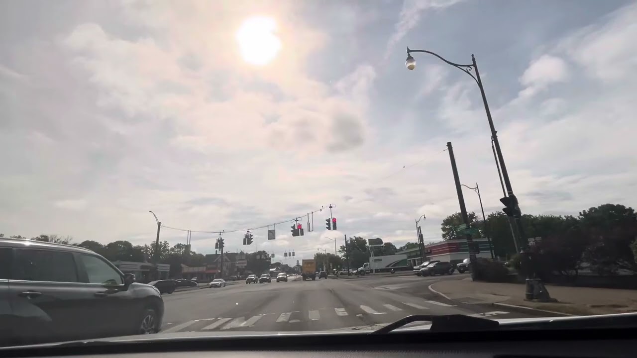 Driving on Main St through the City of Batavia, NY 