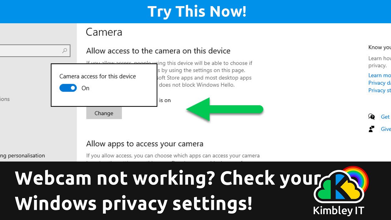 Webcam not working? Check your Windows privacy settings!