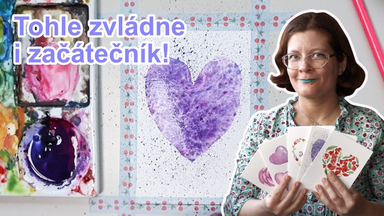 5 návodů jak si namalovat valentýnské přáníčko akvarelem ❤ Jak vyrobit akvarelová přání se srdíčky