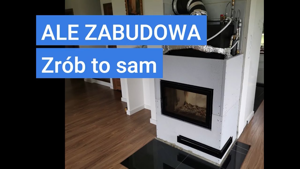 Zabudowa kominka z płaszczem wodnym płytami skamol (varmsen) oraz 1 przepalenie