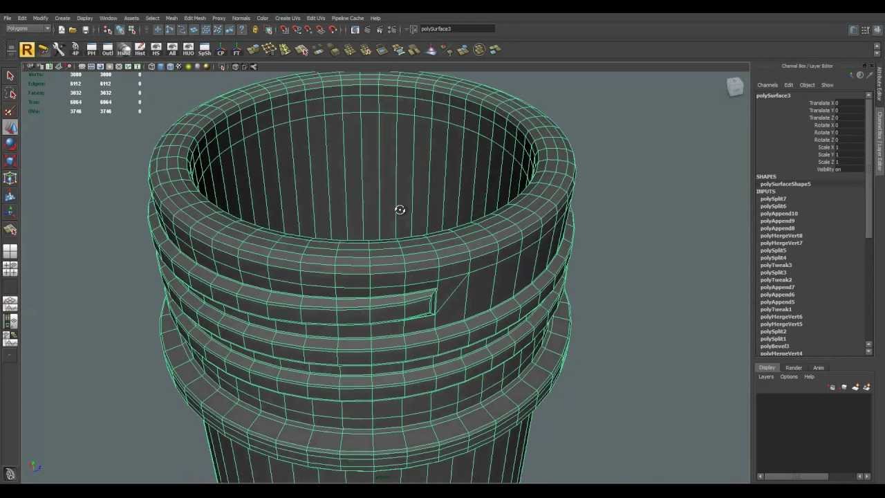 Maya tutorial: Modeling screw thread on bottle