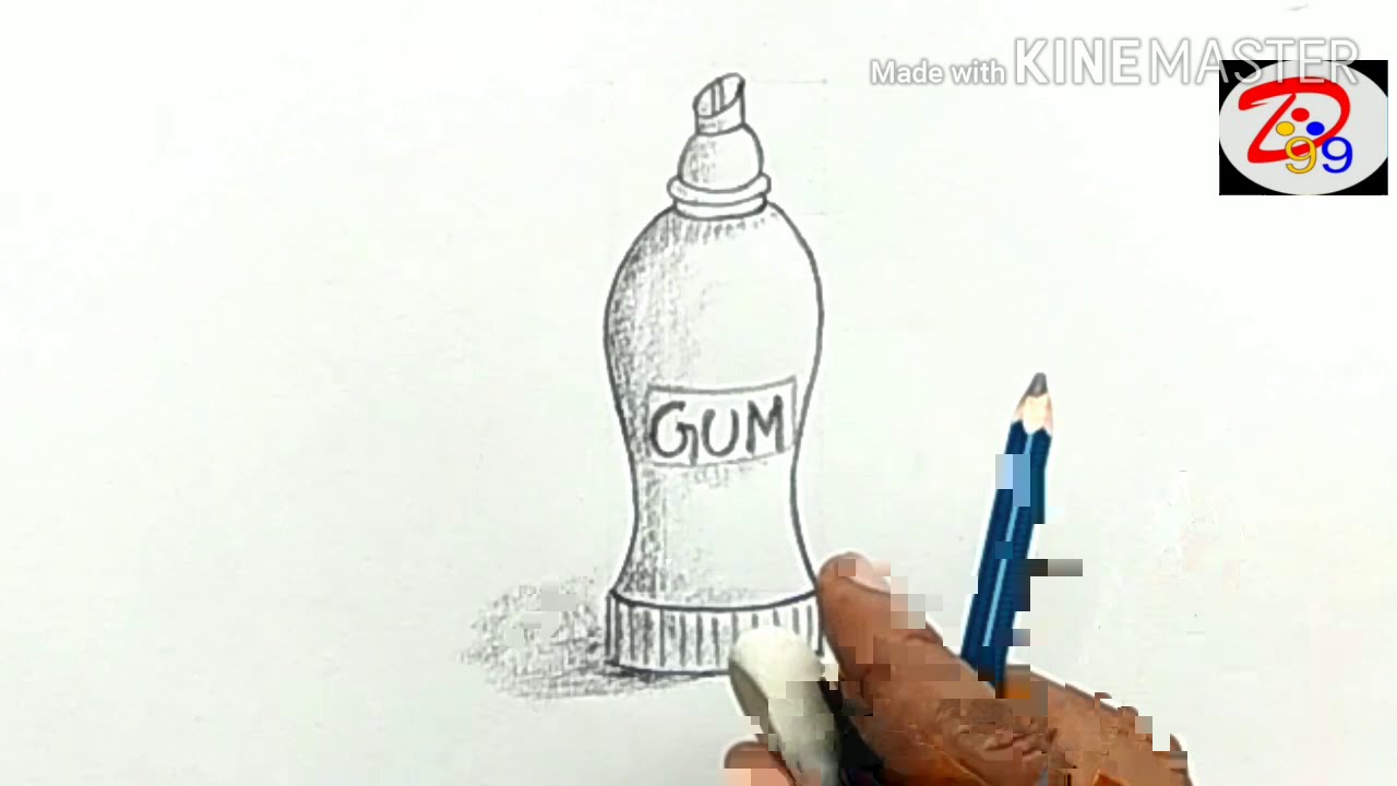 गोंददानी का चित्र बनाना सीखें बड़ी ही आसानी से। how to draw bottle of gum . gumbottle drawing.
