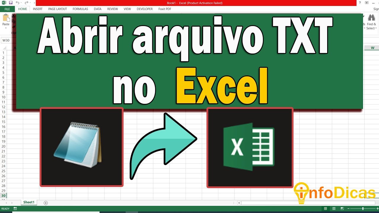 Abrir arquivo TXT no Excel