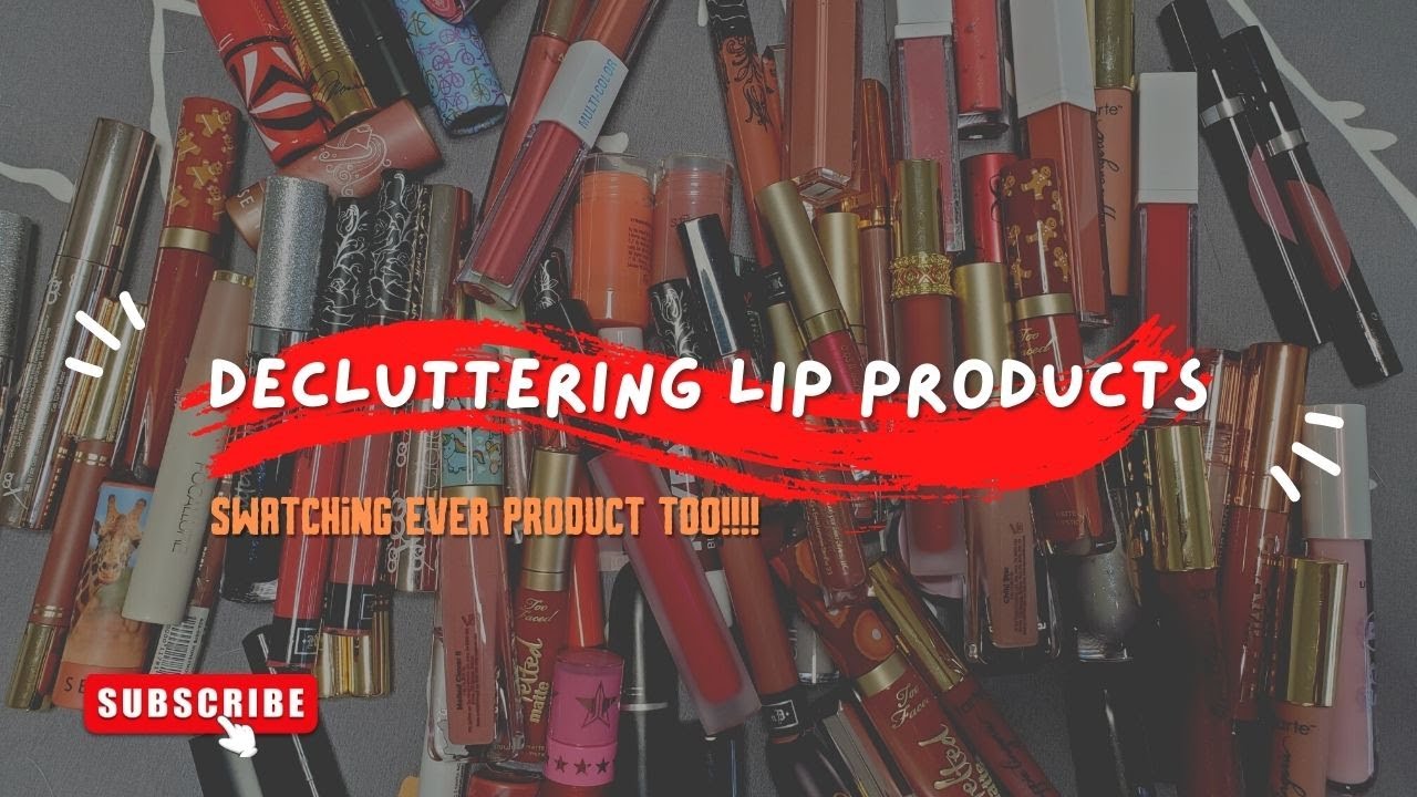 LIPSTICK DECLUTTER AND SWATCHES || Going through my entire lip product collection