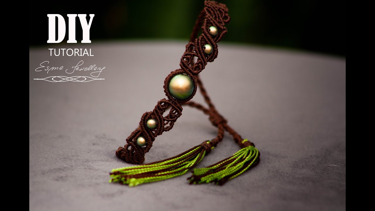 Makramowa bransoletka z perłami tutorial / Prosta makrama/ Macrame bracelet with pearls tutorial DIY