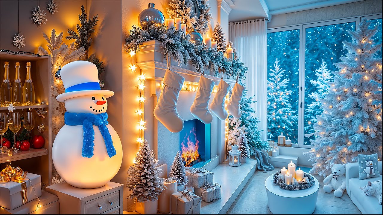 Beautiful Snowy White Christmas Ambience ☃️ Instrumental Christmas Music 🎄🎁 White Christmas Ambience