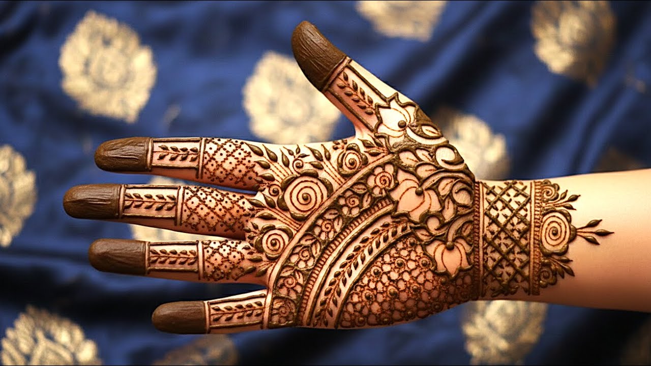 Floral Jaali Lotus Bridal Mehndi Design 