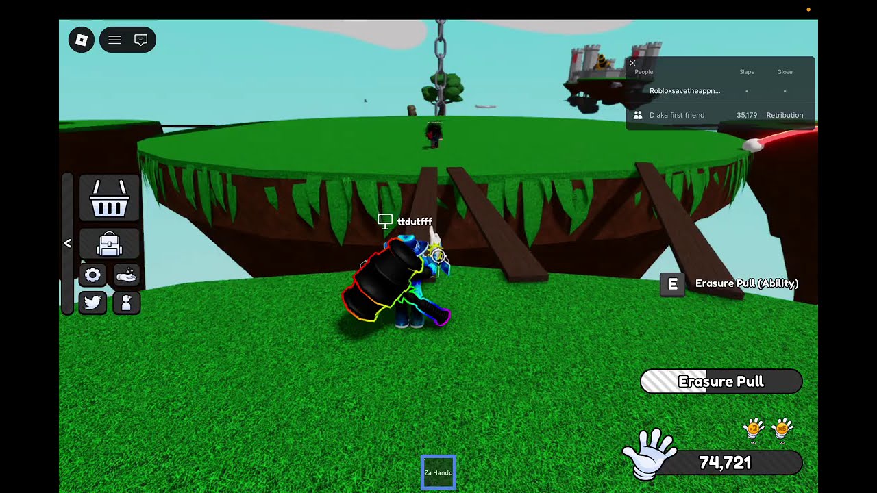 I was playing slap battles with my friend but then something happened