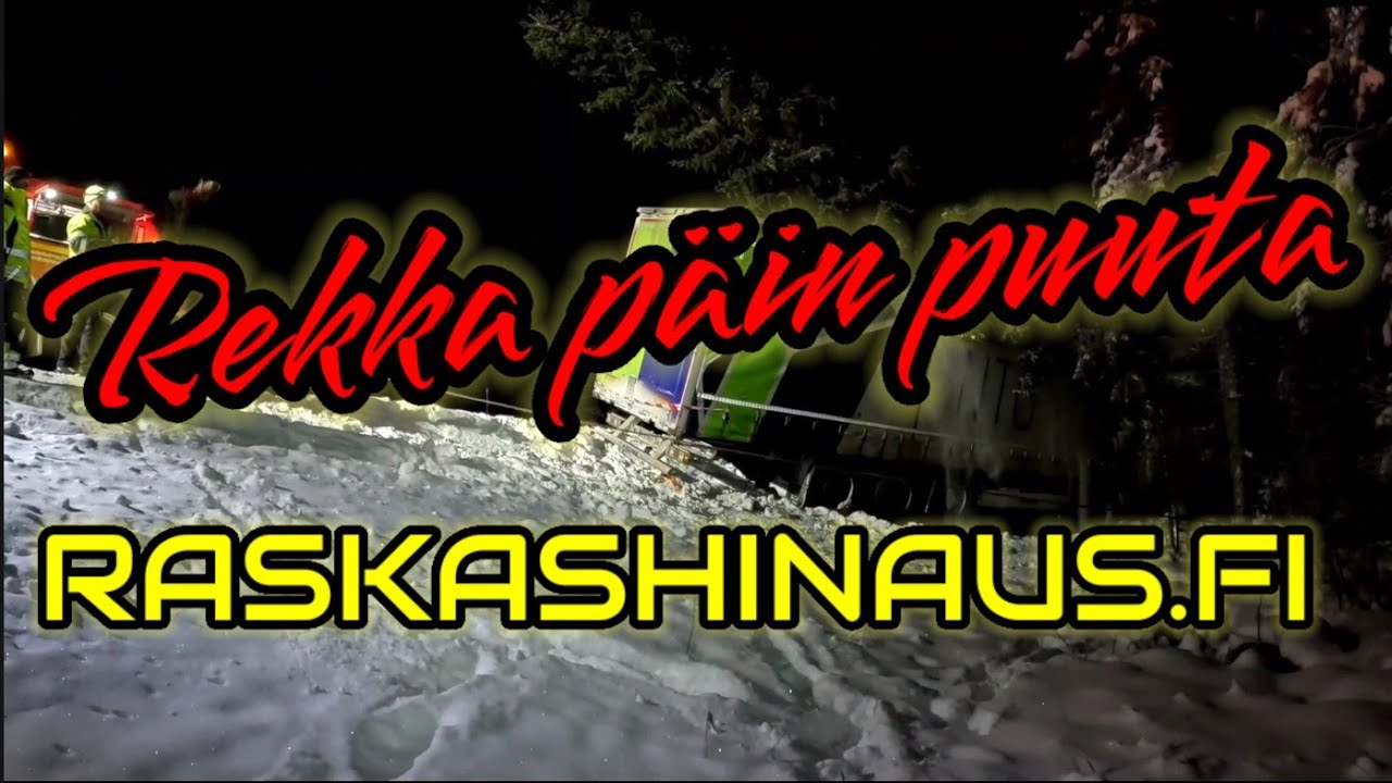 Puoliperävaunurekka törmäsi isoon kuuseen - Semi-trailer truck had hit a big tree - RASKASHINAUS.FI