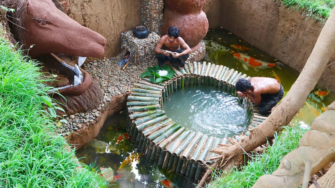 Living like a wild person, building underground homes, digging wells, and raising fish.