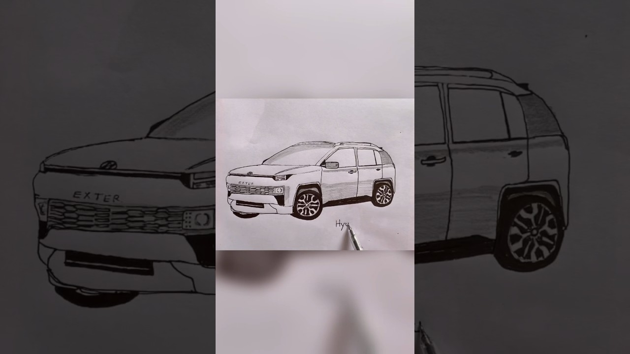 EXTER|| how to drawing car || Hyundai #hyundai #art