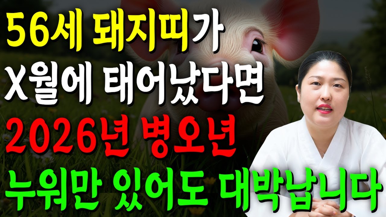✨2026년 1971년생 돼지띠운세✨내가 56세 돼지띠라면 올해 무조건 대박납니다! 막혀있던 금전,재물,문서운 모두 초대박난다! 71년생 56세 돼지띠의 운명과 병오년 신년운세!