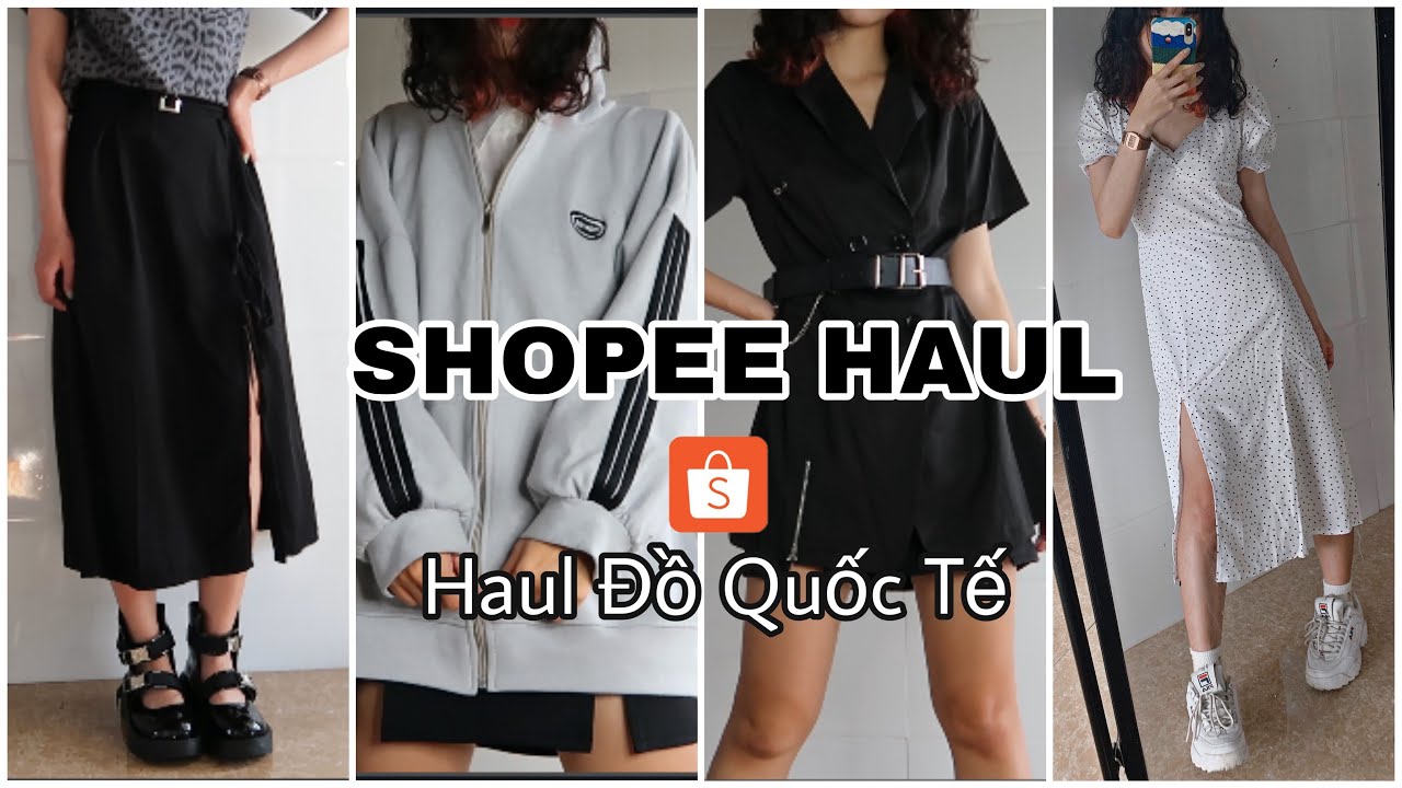 SHOPEE HAUL #7: ĐỒ QUỐC TẾ: Hoodie Khoá,Váy,Giày Boots..