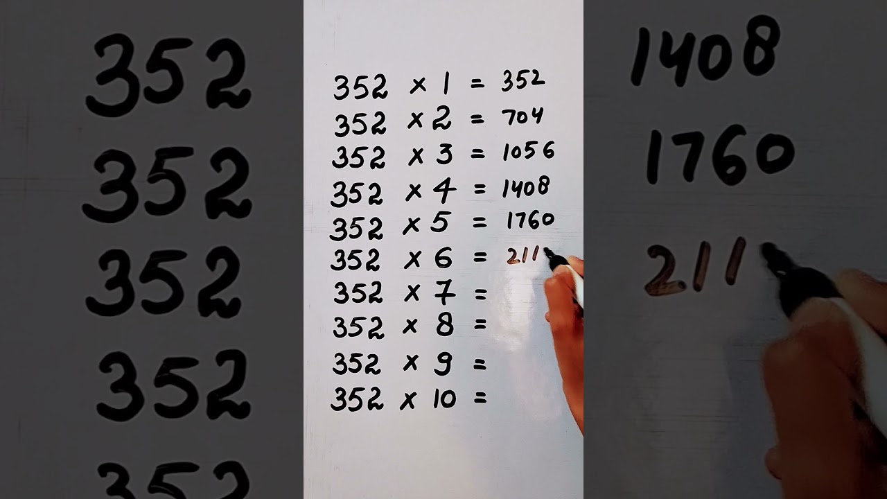 Write the Table of 352 in 17 second only..#maths #tabletrick #mathshack &lrm;@study_care0&nbsp;