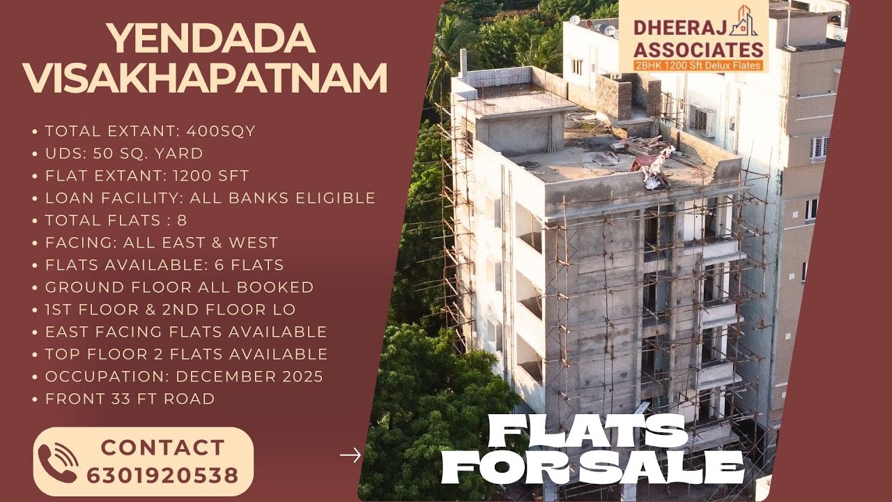 Luxury flats | YENDADA |  1200 SFT | 2BHK | DELUX FLATS FOR SALE | CONTACT : 6301920538