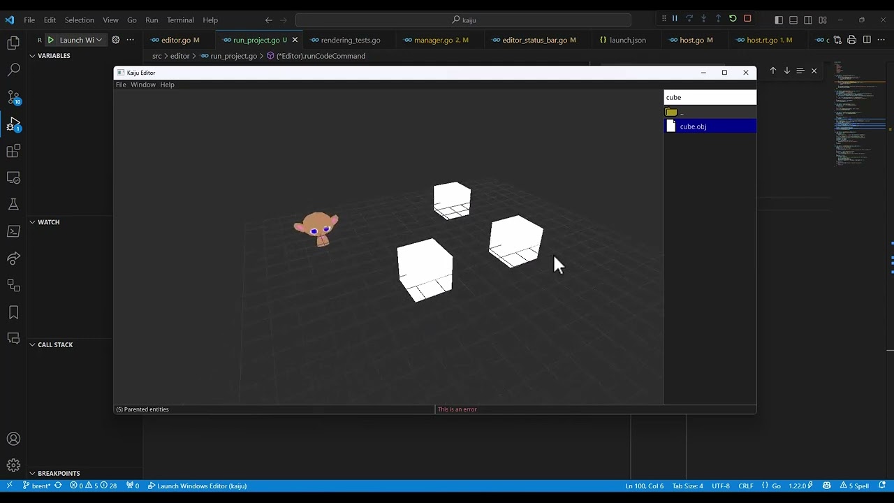 Kaiju Game Engine - In Editor windows and project code compile