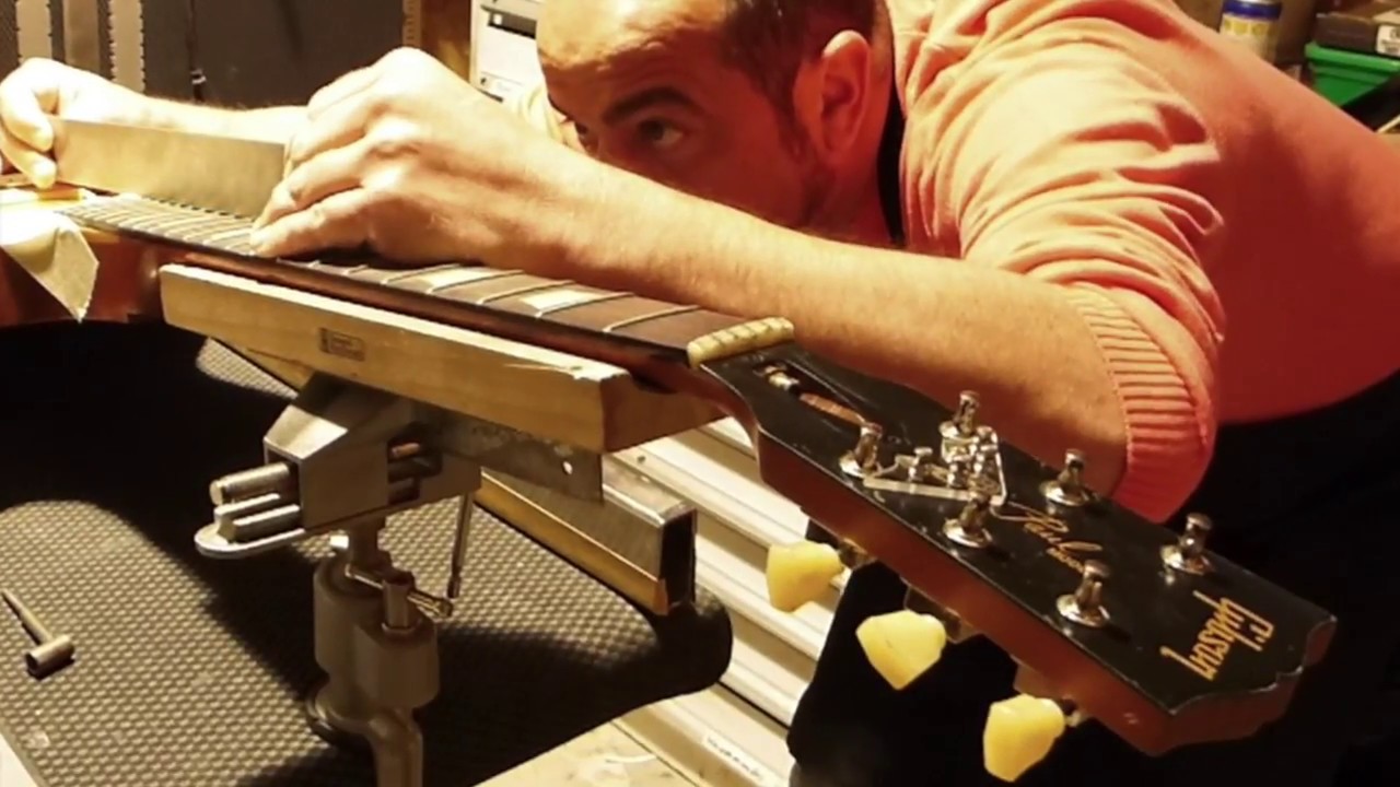 Luthier Ariège FGH guitar : Planimétrie de frettes sur Gibson Les Paul
