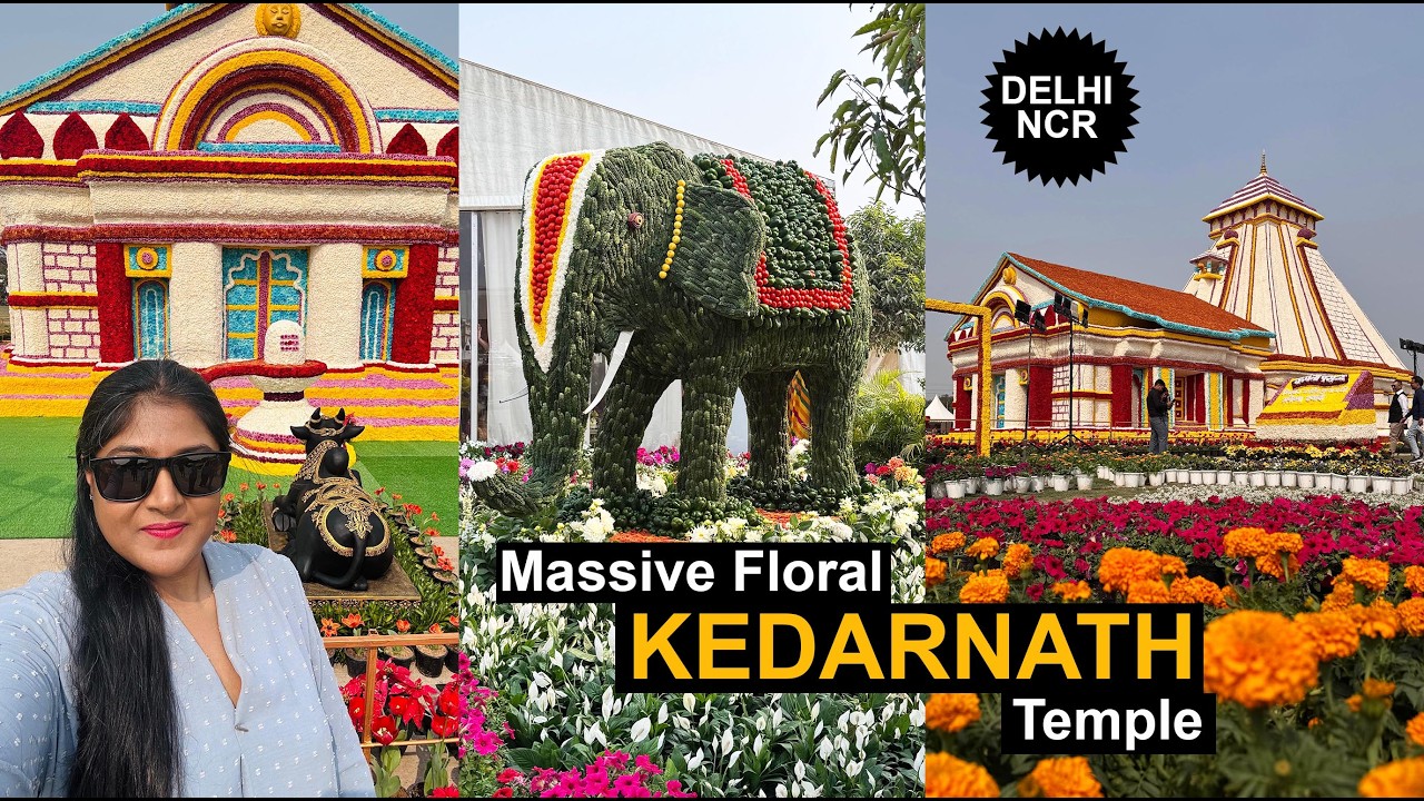 Massive Floral KEDARNATH Temple! 🌸 Noida Flower Show 2026 ⁨@UttarPradeshTourism⁩ #noida