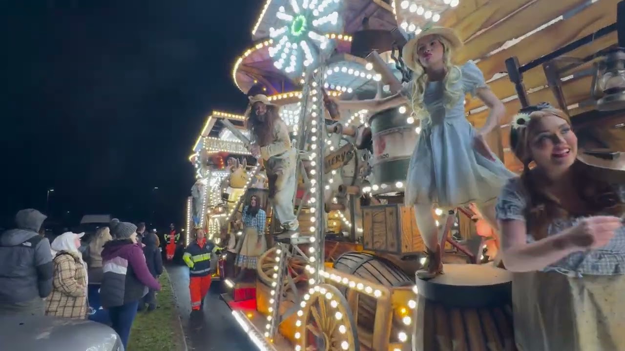 Griffens carnival club 2025 entry Hillbillies Bridgwater Guy Fawkes illuminated carnival Somerset UK