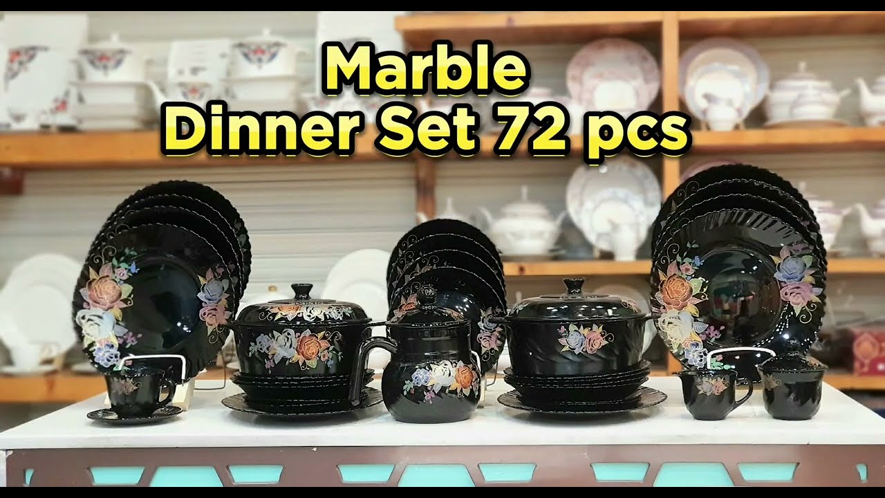 Black Marble Dinner set  72 Pieces | Marble Dinner Set | marble dinner unboxing
